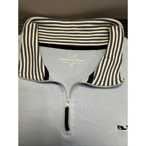Vineyard Vines 1/4 Zip Long Sleeve Mens XL Blue Sweatshirt Pima Whale Logo 🐳 - Picture 2 of 6